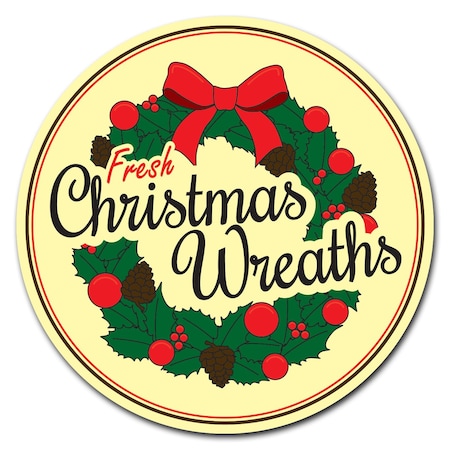 Signmission Christmas Wreaths Circle Rigid Plastic Sign P-8-CIR-Christmas Wreaths